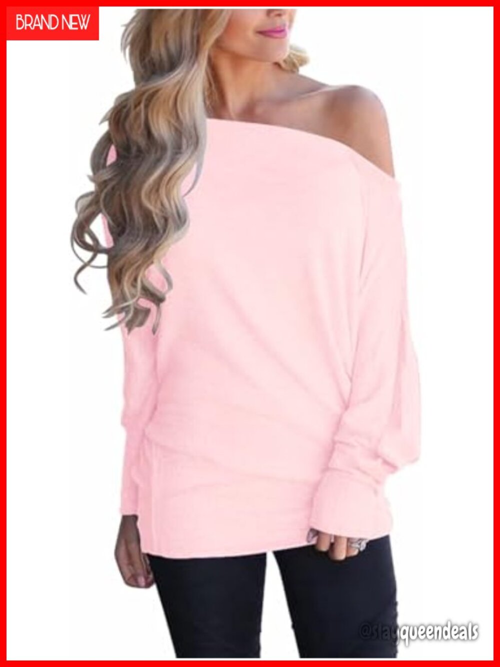 Off Shoulder Batwing Long Sleeve Tunic Top Oversized Pullover